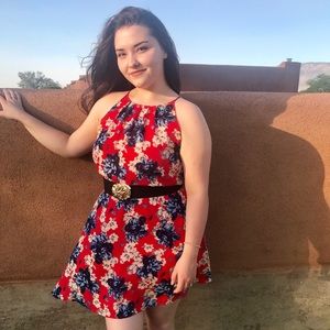 💐 Bright Red/Blue Floral Dress 💐